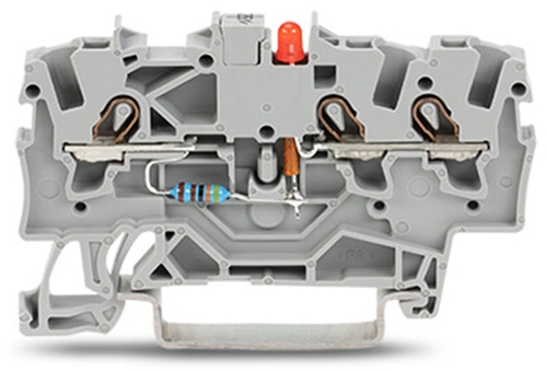 WAGO 3-Conductor Led Terminal Block, With Red Led