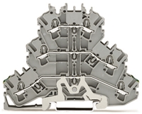 Triple-deck terminal block Ground conductor throu
