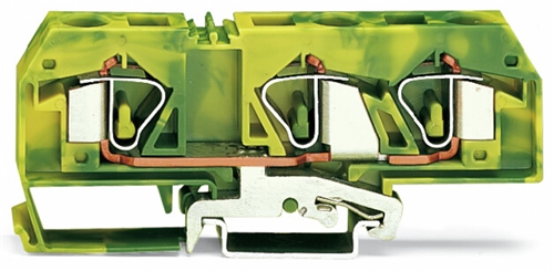 WAGO 3-Conductor Ground Terminal Block, Green-Yell