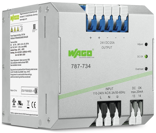WAGO SWITCHED-MODE POWER SUPPLY,SINGLE PHASE 24VDC