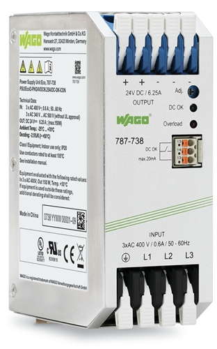 WAGO SWITCHED MODE POWER SUPPLY 3P 24VDC OUTPUT