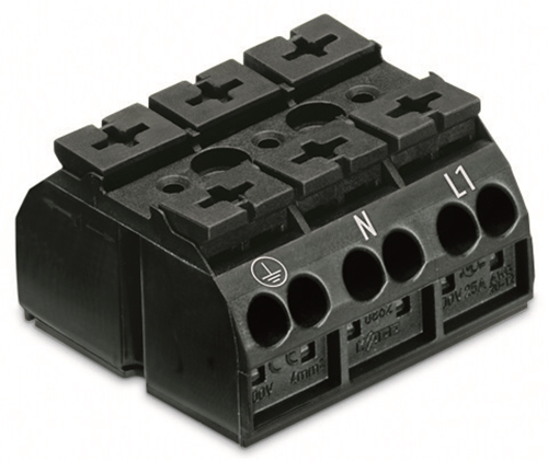 WAGO 3 POLE 12 CONNECTION BLACK TERMINAL