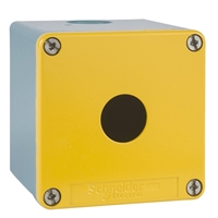 SCHNEIDER 1-HOLE PB ENCLOSURE BLUE BASE YELLOW LID