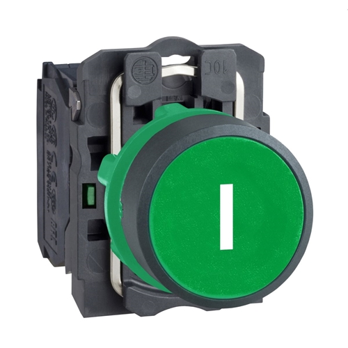 SCHNEIDER PB FLUSH GRN 1NO MARKED I