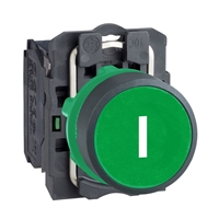 SCHNEIDER PB FLUSH GRN 1NO MARKED I