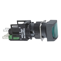 SCHNEIDER GREEN SQ ILL FLUSH P/B 16MM 1NO 12..24V