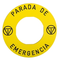 SCHNEIDER LEGEND PLATE YELLOW PARADA DE EMERGENCIA